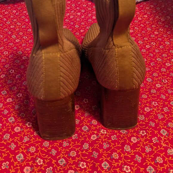 Steven New York Nichol Knit Bootie Ribbed Sock Boot Pull On Block Heel Chocolate - Picture 11 of 11